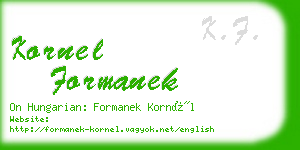 kornel formanek business card